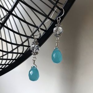 Handmade OOAK Silver and Sky Blue Drop Earrings